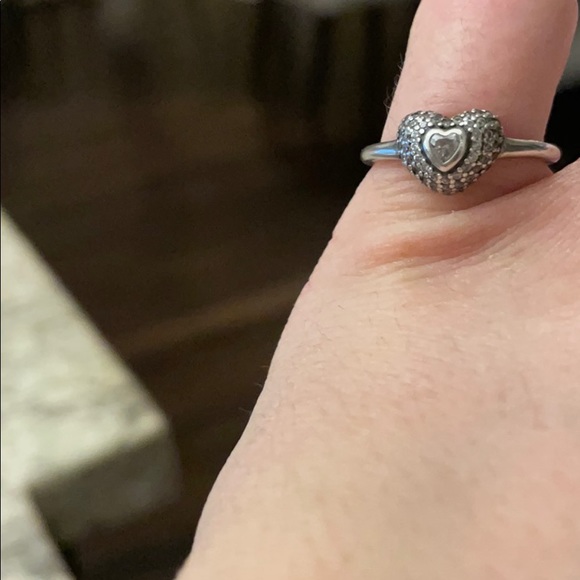 PANDORA HEART RING CLEAR CZ STERLING SILVER - Picture 4 of 4